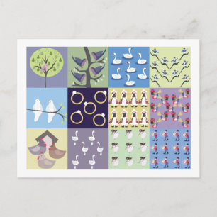 Zwölf Tage Weihnachtspostkarte Feiertagspostkarte