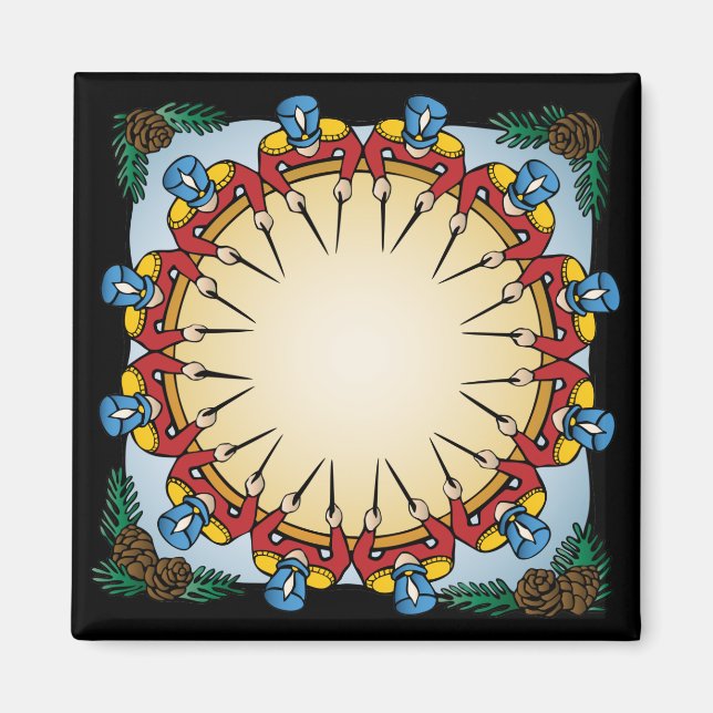 Zwölf Trommler trommeln Magnet (Vorne)