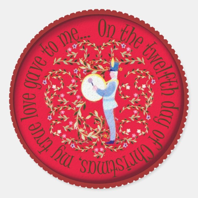 Zwölf Trommler trommeln Runder Aufkleber (Vorderseite)