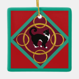 Zwölf Weihnachtstage mit fünfter Katze Keramikornament