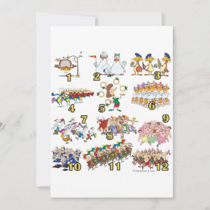 Zwölftage Weihnachtslied Cartoon Feiertagskarte