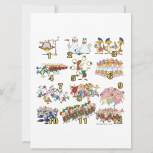 Zwölftage Weihnachtslied Cartoon Feiertagskarte