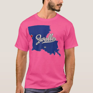 Zwolle Louisiana LA Karte T-Shirt