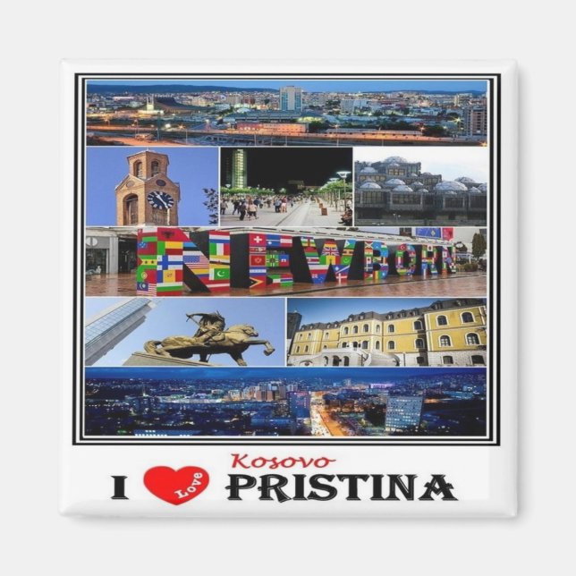 zXK003 PRISTINA "I Liebe, Kosovo, Europa, Kühlschr Magnet (Vorne)