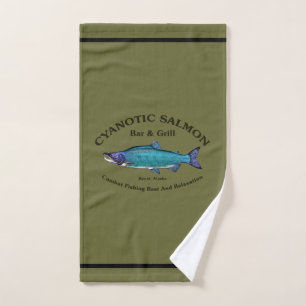 Zyanotischer Lachs Bar & Grill Handtuch