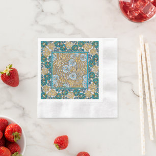 Zyklamen Blau Jugendstil Blume Botanik Serviette