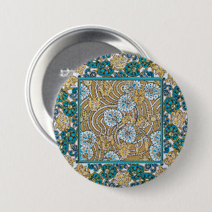 Zyklamen Blau Jugendstil Blume Botanisch Button
