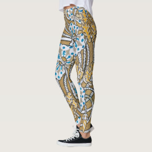 Zyklamen Blau Jugendstil Blume Botanisch Leggings