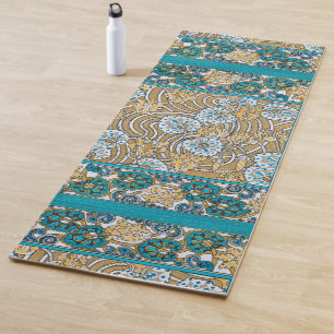 Zyklamenblaue Art Nouveau-Blume Botanik Yogamatte