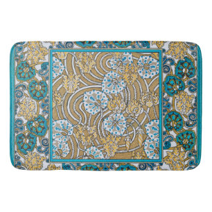 Zyklamenblaue Art Nouveau-Blume, botanisch Badematte