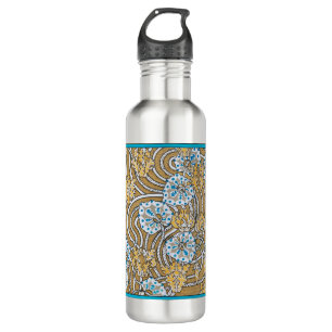 Zyklamenblaue Art Nouveau-Blume, botanisch Edelstahlflasche