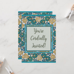 Zyklamenblaue Art Nouveau-Blume, botanisch Einladung