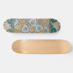 Zyklamenblaue Art Nouveau-Blume, botanisch Skateboard