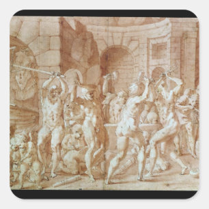 Zyklope in der Schmiede von Vulcan Quadratischer Aufkleber