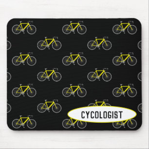 Zykologe Gelbes Fahrrad auf schwarz Mousepad