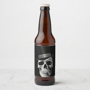 Zylinder-Totenkopf Bierflaschenetikett