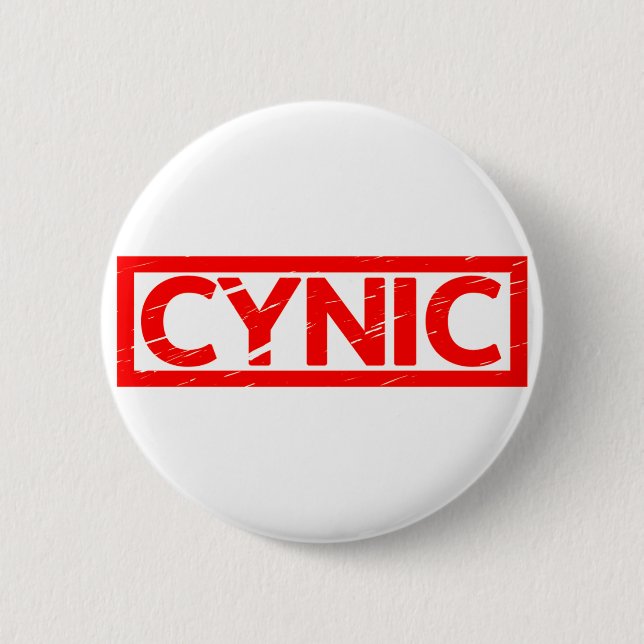 Zynische Briefmarke Button (Vorderseite)