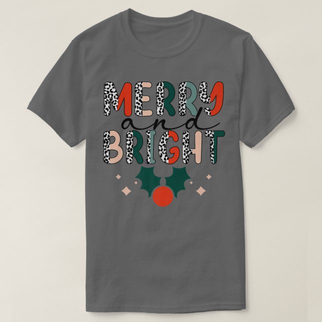 ZYNr Leopard Merry Xmas Bright Christmas Vibes For T-Shirt (Design vorne)