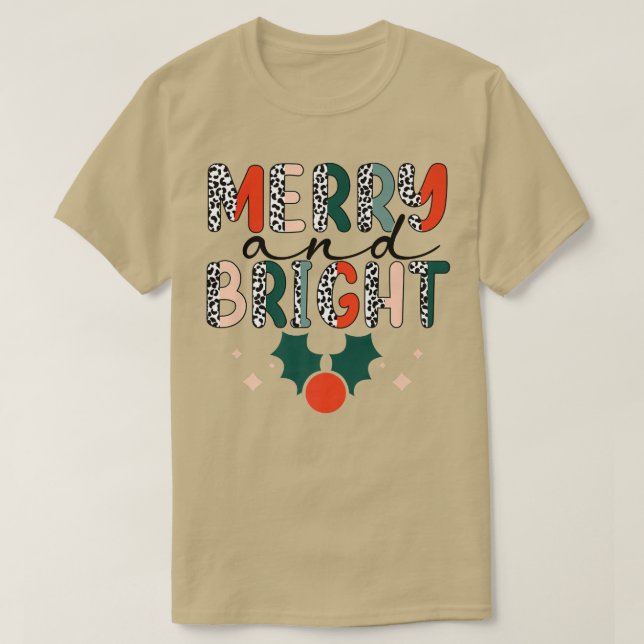 ZYNr Leopard Merry Xmas Bright Christmas Vibes For T-Shirt (Design vorne)