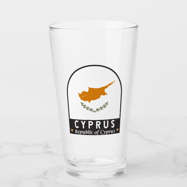 ZYPERN-FLACHENEmblem gestört Vintag Glas (Vorderseite)