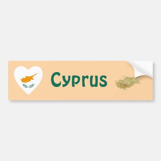 Zypern Flag Herz + Karte Autoaufkleber (Vorne)