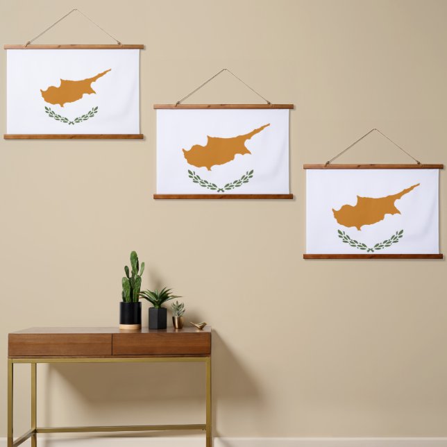 Zypern-Flagge Wandteppich Mit Holzrahmen (Asymmetrisch)