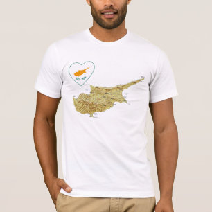 Zypern-Flaggen-Herz und Karten-T - Shirt