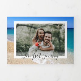 Zypern-Hochzeitssemble-Hochzeit in Urlaubsort Dreifach Gefaltete Einladung