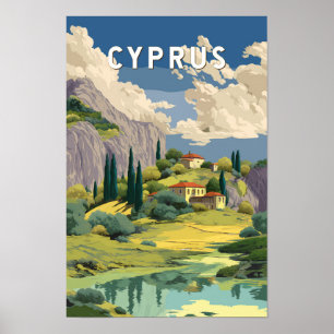 Zypern Illustration Reise Kunst Vintage Poster