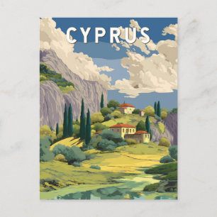 Zypern Illustration Reise Kunst Vintage Postkarte