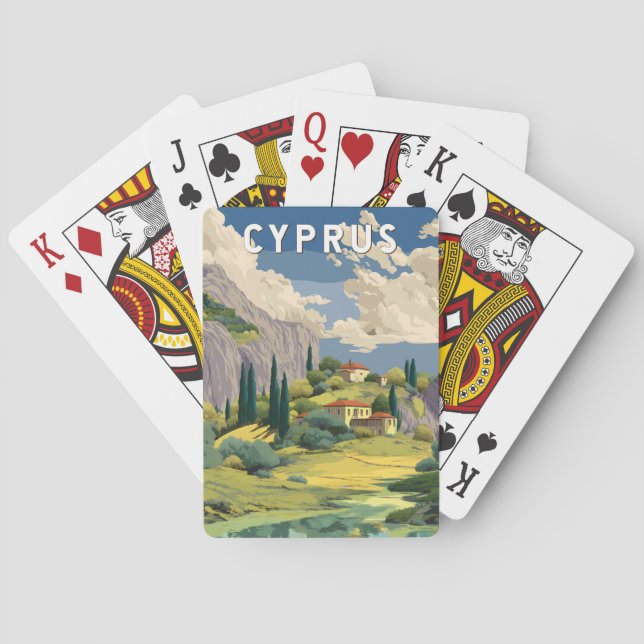 Zypern Illustration Reise Kunst Vintage Spielkarten (Rückseite)
