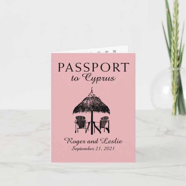 Zypern Paphos Wedding Passport Einladung (Vorderseite)