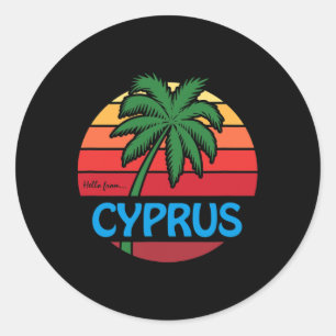 Zypern Sommer Palme Strand Zyprisch Souvenir Gra Runder Aufkleber