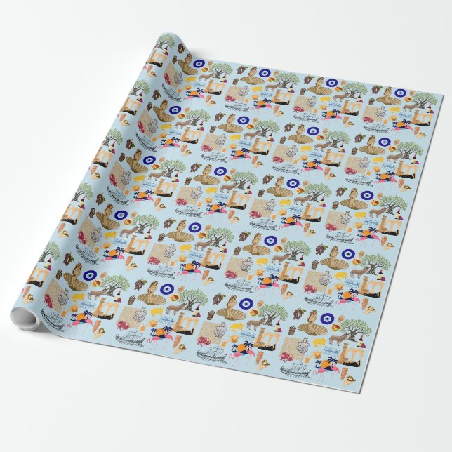 Zypern Symbole für Reisende Geschenkpapier (Ungerollt)