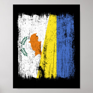Zypern Ukraine Halbflagge Zyprisch Ukrainisches Er Poster