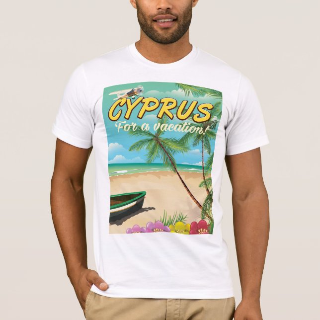 Zypern Vintages Strandprospekt T-Shirt (Vorderseite)