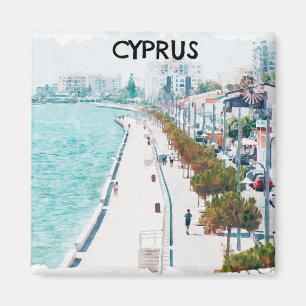Zypern Watercolor Beach Vintage Reise Magnet