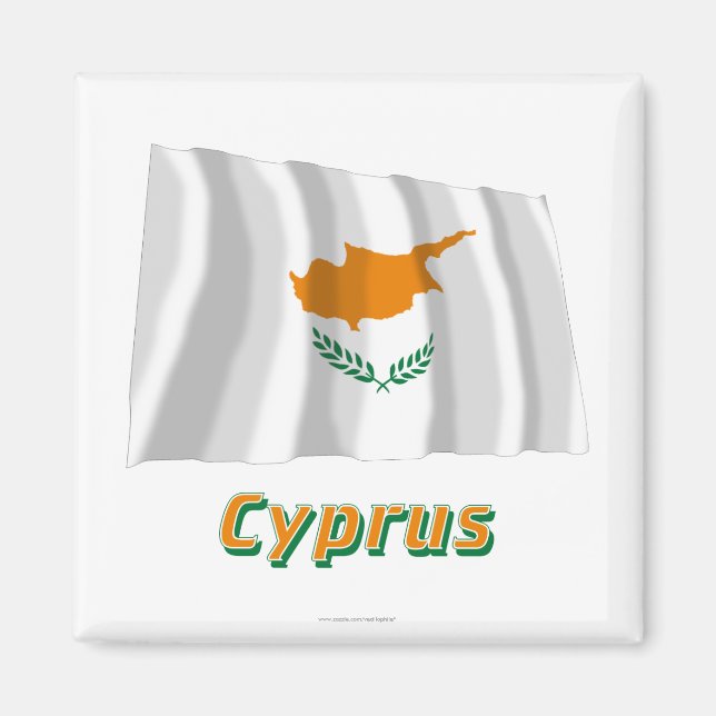 Zypern Waving Flag mit Name Magnet (Vorne)