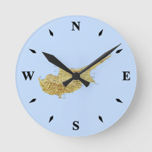 Zypernkarte Runde Wanduhr