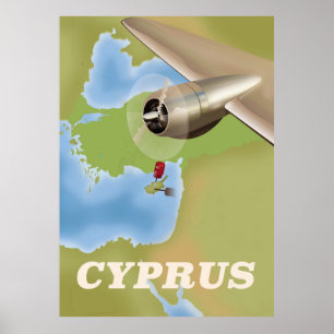Zypernkarte Vintage-Reiseposter Poster