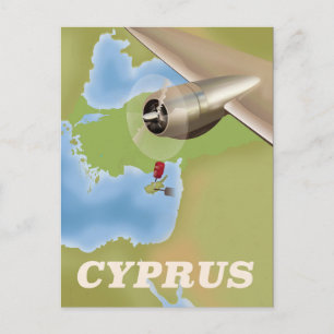 Zypernkarte Vintage-Reiseposter Postkarte