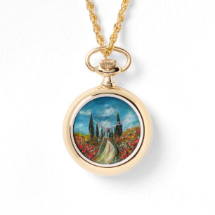 ZYPRESSEBÄUME UND -POPPIEN IN DER TUSKANISCHEN RUN ARMBANDUHR