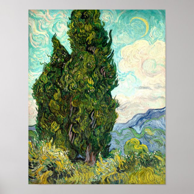 Zypressen Baum Vincent Van Gogh Landschaft Schöne  Poster (Vorne)