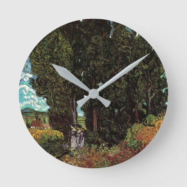 Zypressen mit weiblichen Abbildungen von Vincent v Runde Wanduhr (Vorderseite)