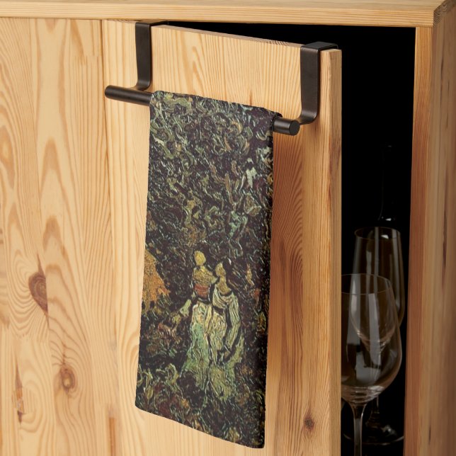 Zypressen und zwei Frauen von Vincent van Gogh Geschirrtuch (Drittel gefaltet)