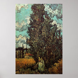 Zypressen und zwei Frauen von Vincent van Gogh Poster