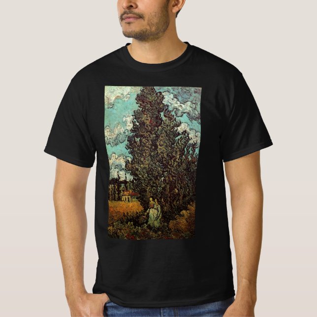 Zypressen und zwei Frauen von Vincent van Gogh T-Shirt (Vorderseite)