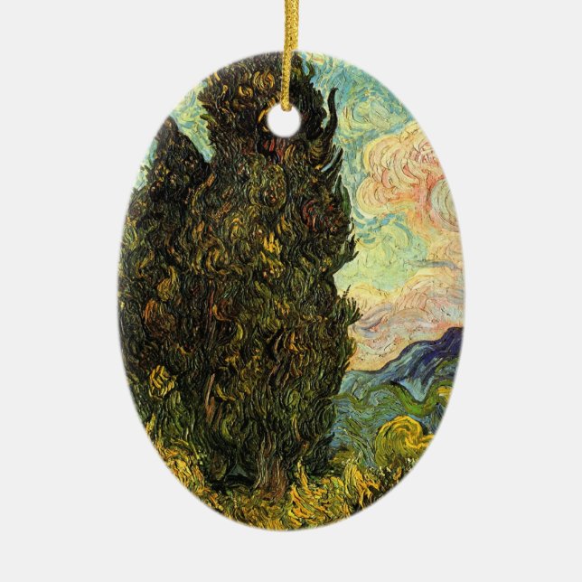 Zypressen von Vincent van Gogh Keramik Ornament (Vorne)