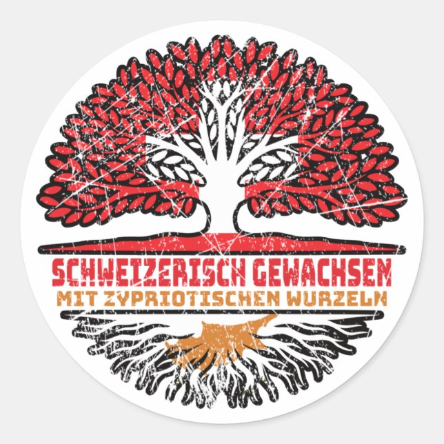 Zyprisch Schweizer Schweiz Baum Wurzel Zypern Runder Aufkleber (Vorderseite)