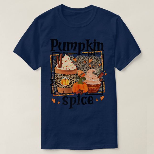 ZyVb Leopard Pumpkin Gewürz Herbst Kürbiskürkin Th T-Shirt (Design vorne)